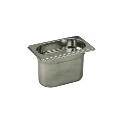 Bac gastronorme plein inox - sans anse - GN 1/9 profondeur 6,5 cm
