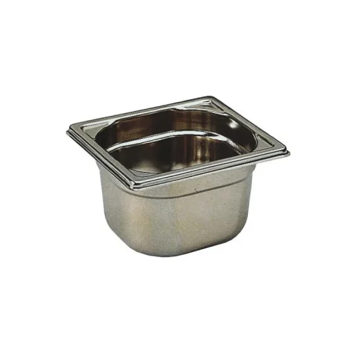 Bac gastronorme plein inox - sans anse - GN 1/6 profondeur 15 cm