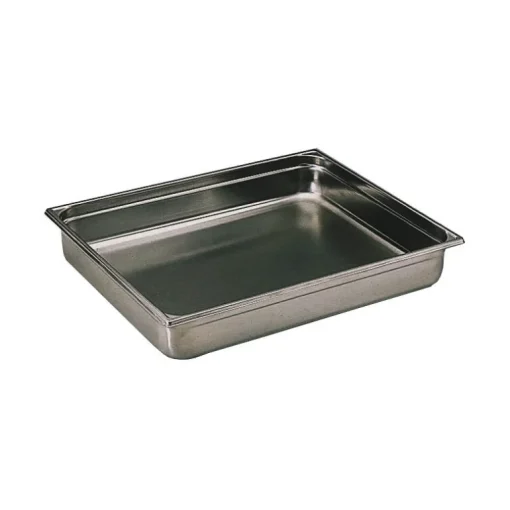 Bac gastronorme plein inox - sans anse - GN 2/1 profondeur 6,5 cm