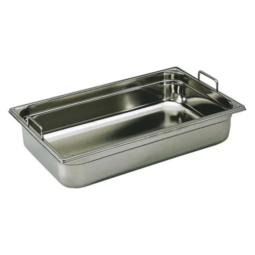 Bac gastronorme plein inox - avec anses escamotables - GN 1/1 profondeur 10 cm