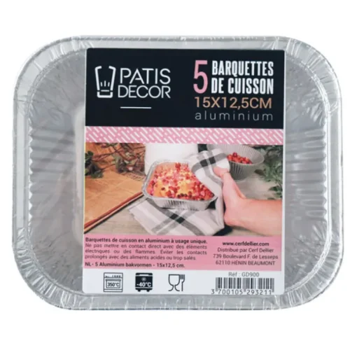 5 Barquettes de cuisson alu rectangulaires