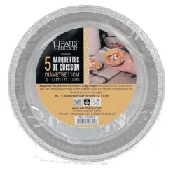 5 Barquettes de cuisson alu 11 cm