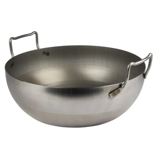 Bassine à friture en tôle d'acier noire sans panier 32 cm