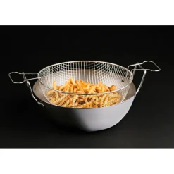 Bassine à friture en tôle d'acier noire avec panier 45 cm