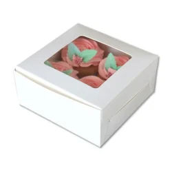 Boîte 4 cupcakes blanche 16 x 16 cm