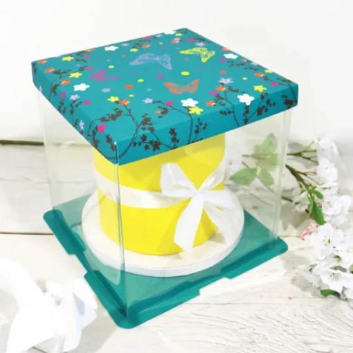 Boîte pâtissière vitrine Papillons 26 x 26 x 24 cm