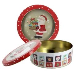 Boîte ronde à biscuits de Noël bonhomme de neige en métal - Ø 22,7 cm