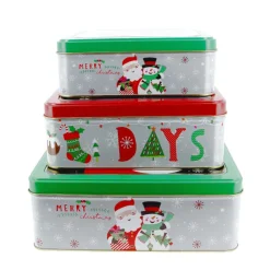 Boîtes à biscuits de Noël carrés x 3 motifs assortis