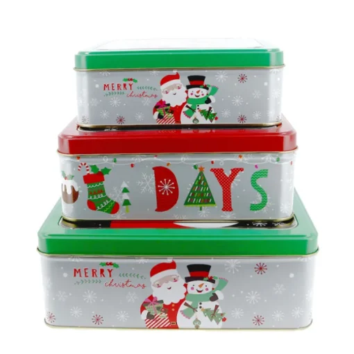 Boîtes à biscuits de Noël carrés x 3 motifs assortis