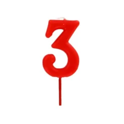 Bougie anniversaire chiffre 3 Rouge