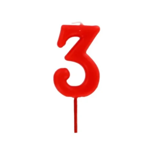 Bougie anniversaire chiffre 3 Rouge
