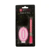 Bougie musicale rose + chiffre 0 sur pique