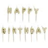 Bougies à piquer "Happy Birthday" dorées