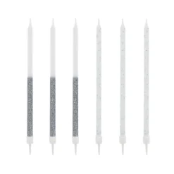 12 bougies bicolores argentées hautes 13 cm