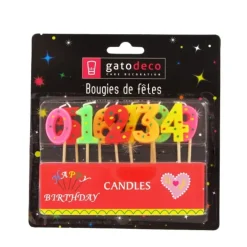 Bougies chiffres sur piques assorties