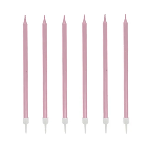 12 bougies roses hautes 13 cm