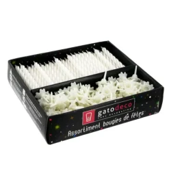 Bougies torsadées 6 cm et bobèches blanches (x 125)