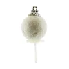 Boules de Noël blanches paillettes sur pique (x50)