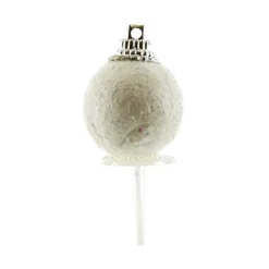 Boules de Noël blanches paillettes sur pique (x50)