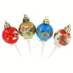 Boules de Noël rétro sur pique (x50)