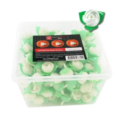 Boutons de roses blancs en azyme (x150)