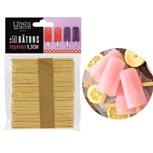 Bâtonnets d'esquimaux en bois (± 50)