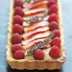 Cadre à tarte rectangulaire cannelé et perforé inox H 3 cm - 35 x 10 cm De Buyer