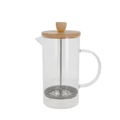 Cafetière à piston en verre couvercle bambou  - 600 ml