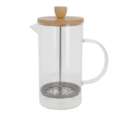 Cafetière à piston en verre couvercle bambou  - 1000 ml
