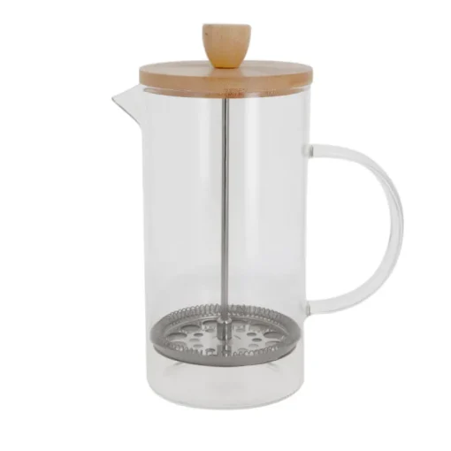 Cafetière à piston en verre couvercle bambou  - 1000 ml