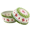 Caissettes cupcakes "Vichy vert, décor rose" (x50)