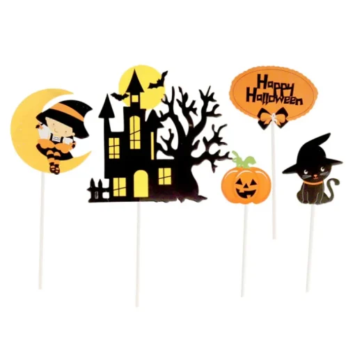 Cake toppers assortis thème Halloween 2 (x5)