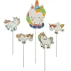 5 cake toppers licornes assorties