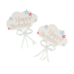 Cake Toppers nuages Happy Birthday (x 2)
