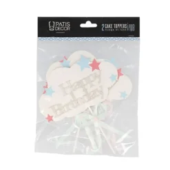 Cake Toppers nuages Happy Birthday (x 2)