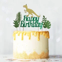 Cake toppers "Happy birthday" thème dinosaures
