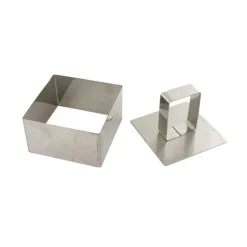 4 carrés à pâtisserie + poussoir H 4 cm