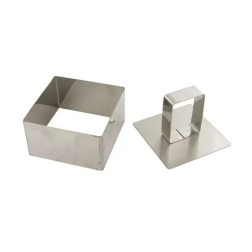 4 carrés à pâtisserie + poussoir H 4 cm
