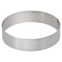 Cercle à tarte perforé à bord droit inox H 2 cm De Buyer