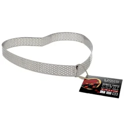 Cercle à tarte perforé coeur inox H 2 cm Ø 18 cm