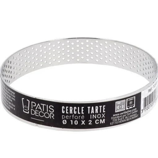 Cercle à tarte perforé inox H 2 cm Ø 10 cm