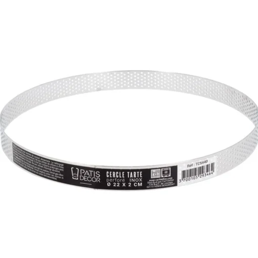 Cercle à tarte perforé inox H 2 cm Ø 22 cm