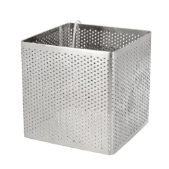 Cercle perforé carré en acier inoxydable carré - 8 x 8 x 8 cm