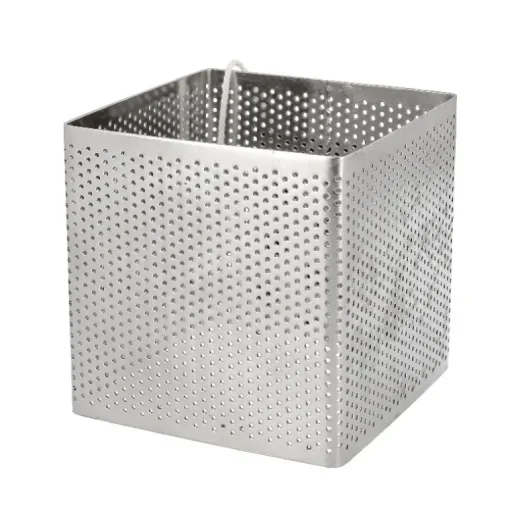 Cercle perforé carré en acier inoxydable carré - 8 x 8 x 8 cm