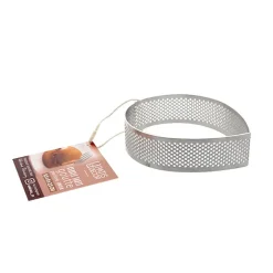 Cercle tarte "goutte" perforé en inox - 9,5 x 8 x 2,5 cm