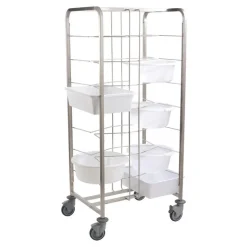 Chariot inox pour 16 bacs à pâtons espacement 18,5 cm