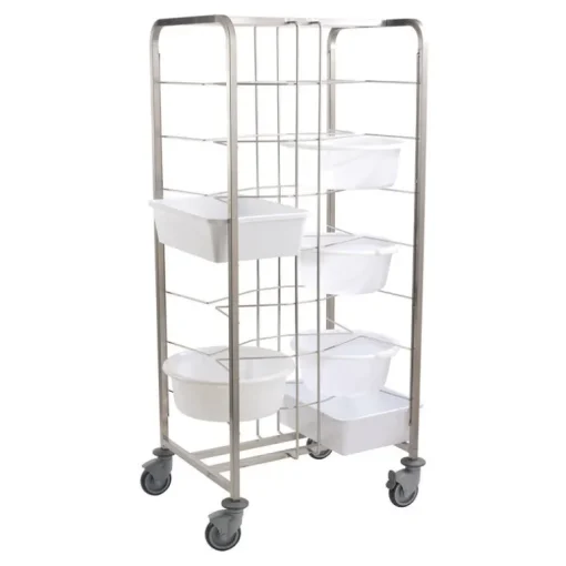 Chariot inox pour 16 bacs à pâtons espacement 18,5 cm