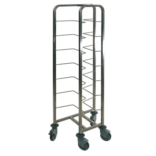 Chariot inox pour 8 bacs à pâtons espacement 18,5 cm
