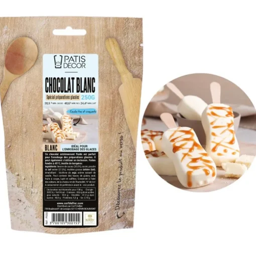 Chocolat blanc spécial préparations glacées Patisdécor 250 g