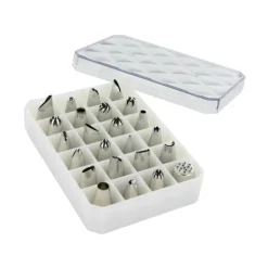 Coffret 24 douilles décors fins inox